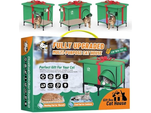 Neiyada Outdoor Cat Shelter with Heated and Cooling Pad