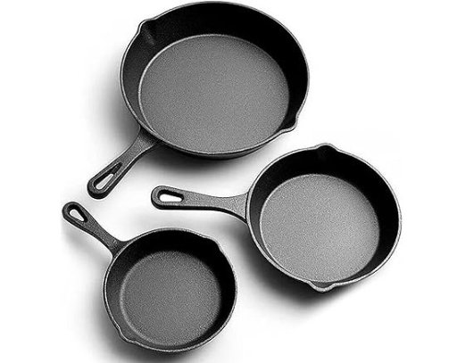 Jim Beam 3-Piece Pre-Seasoned Cast Iron Skillet Set