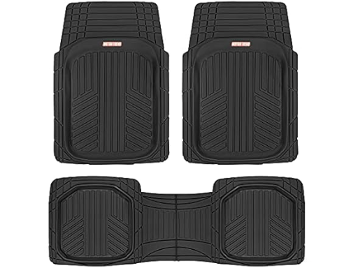 Motor Trend FlexToughXL All-Weather Rubber Car Floor Mats Full Set (Black)