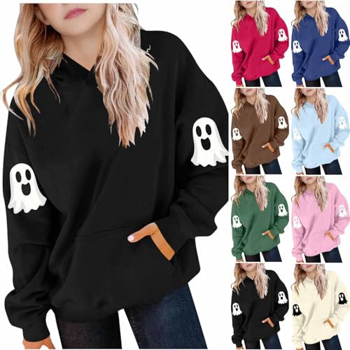 Halloween Ghost Print Oversized Hoodie Sweatshirts