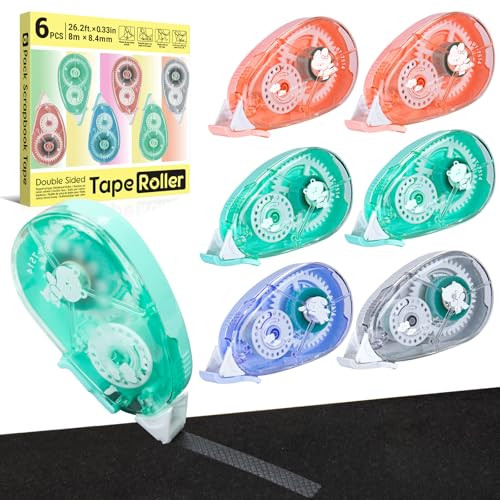 Sakeyr Double-Sided Craft Glue Tape Rollers 6-Pack