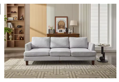 88-Inch Grey Three-Seater Sofa