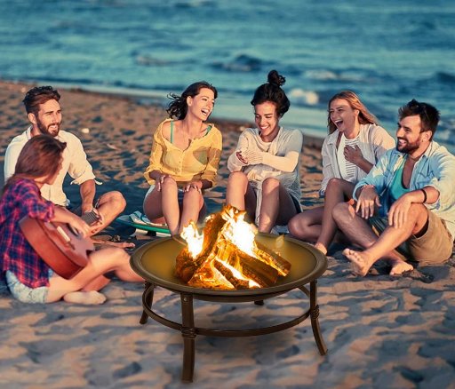 Kingso Stainless Steel Wood Burning Outdoor Fire Pit W/Lid