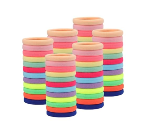 Colorful and Black Hair Ties - 100 Pcs