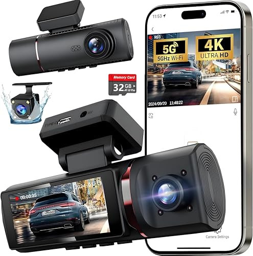 3 Channel 4K, 1080P Dash Cam W/Night Vision