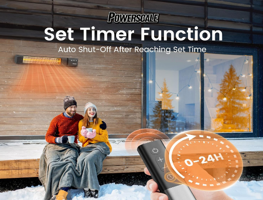Infrared Electric Patio Heater with 24H Timer