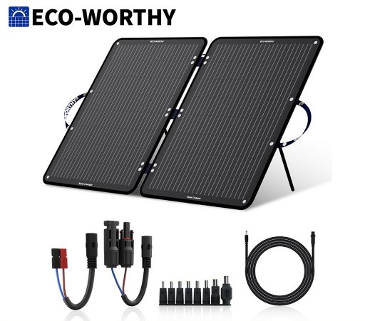 ECO-WORTHY 100W Foldable Off Grid Monocrystalline Solar Panel w/ Kickstand
