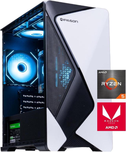 IPASON Gaming Desktop with Ryzen 5 5600GT, 16GB Memory + 1TB M.2 NVMe
