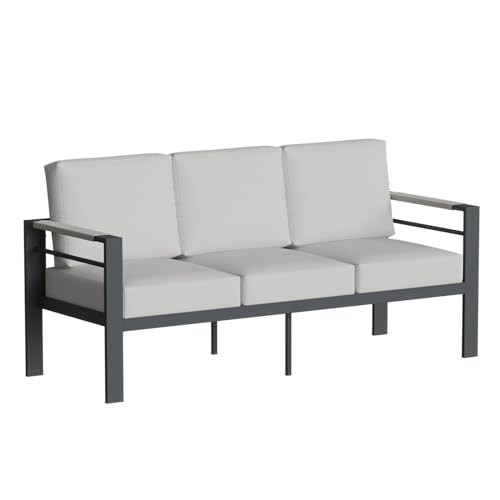 Bestier 3-Seat Aluminum Outdoor Patio Sofa w/ Cushions