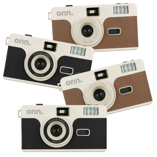 4-Pack Onn Reusable 35mm Camera w/ Preloaded ISO-400 Color Film
