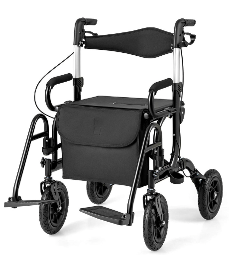 Versatile Rollator Walker with Footrests