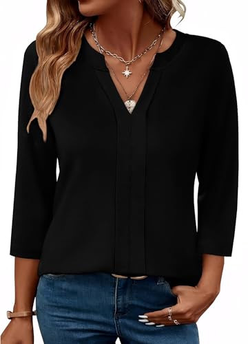 V-Neck 3/4 Length Sleeve Tops