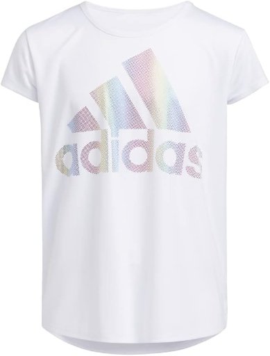 adidas Girls' Short Sleeve Rainbow Scoop Neck Tee