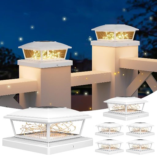 VOLISUN Solar Post Cap Lights Outdoor 6-Pack