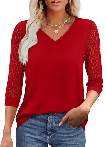 3/4 Length Sleeve V-NeckTops