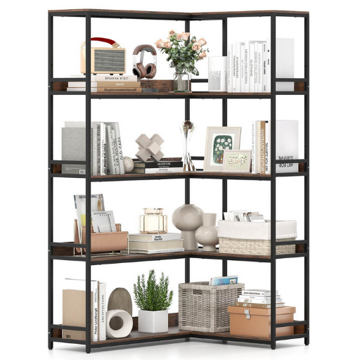 5-Tier 71" L-Shaped Corner Bookcase