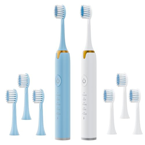 Adult Travel Electric Toothbrush 2-Pack W/6 Brush Heads