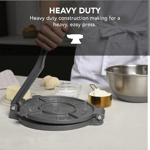 Alpha Living Heavy Duty Cast Iron Quesadilla/Empanada Press