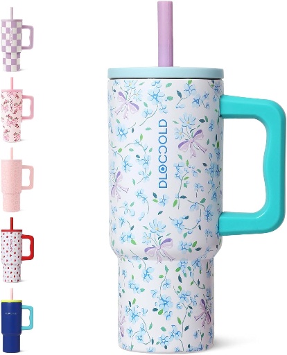 24 oz Tumbler with Handle and Silicone Straw Lid