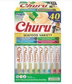 Inaba Churu Seafood Variety Lickable Cat Treats, 40 Count