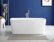 Cervina 59" Freestanding Flatbottom Soaking Bathtub with Center Drain in White