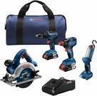 BOSCH 18V 4-Tool Combo Kit w/2 Li-ion Batteries & Charger
