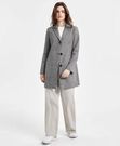 Juniors' Houndstooth Long-Sleeve Reefer Coat