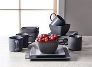 Better Homes & Gardens 16 PC Dark Gray Square Stoneware Dinnerware Set