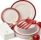 175 Pc Disposable Christmas Plates and Napkins Set