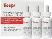 3-Pack: Keeps Extra Strength 5% Minoxidil Topical Solution or Foam