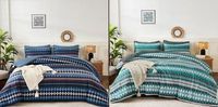 7 PC Dobuyly Boho Stripe Comforter Set