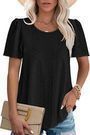 Ofeefan Loose Fit Scooped Neck Short Sleeve Blouse