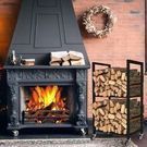 2 Tier Firewood Rack Log Holder with Wheels