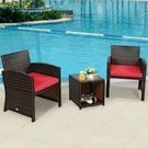 Rattan 3-Piece Outdoor Chairs and Table Set