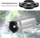 Andoer 37MM Wide Angle Fisheye Lens W/Hood Replacement for Camcorders