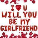 Will You Be My Girlfriend Balloons with 200 Pieces of Artificial Rose Petal