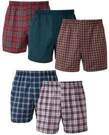 Hanes Men's 5pk Ultimate FreshIQ Tartan Print Woven Boxers