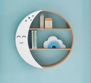StyleWell Kids 18" Crescent Moon Round Wood Wall Shelf