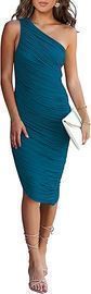 Ruched Bodycon One Shoulder Sleeveless Dress