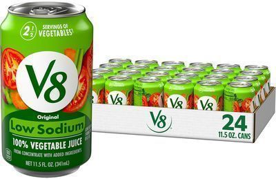 24 Pack of V8 Low Sodium Original 100% Vegetable Juice, 11.5 fl oz Cans