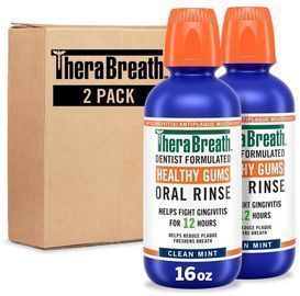 2 Pack of TheraBreath Healthy Gums Mouthwash Clean Mint, 16 Fl. Oz.