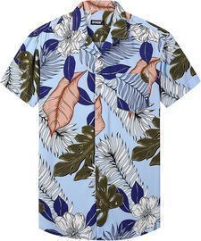 Dokkia Men's Casual Tropical Floral Short Sleeve Luau Beach Aloha Hawaiian Shirt