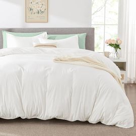 Queen Duvet Cover Off White - Comforter Cover Set, 1 Duvet Cover (90"x90") & 2 Pillow Shams