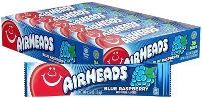 36 Pack Individually Wrapped Full Size Blue Raspberry Airheads Candy