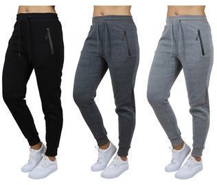 Women's Loose Fit Fleece-Lined Jogger Sweatpants, 3pk
