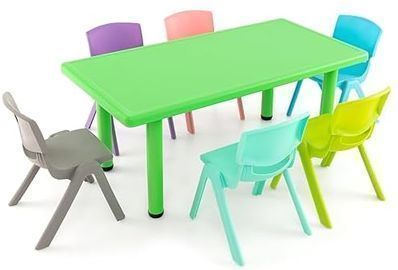 Axidou 48" L x 24" W Kids Table and 6 Chairs Set