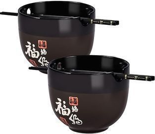 Ceramic Bowl Set 16oz with 2-Piece Japanese Ramen Bowls and 2-Pair of Chopsticks