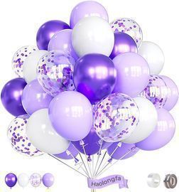 12" 60 Piece Pastel Purple Confetti Balloons