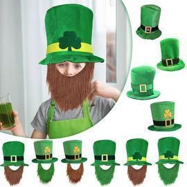Saint Patricks Day Top Hat Holiday Fake Beard Decor