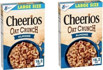 Cheerios Oat Crunch Almond Breakfast Cereal, Made with Whole Grain, Large Size, 18.2 oz